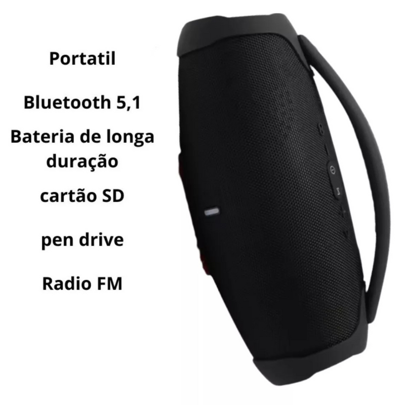 PRETO - Caixa De Som Boombox Bluetooth Bivolt