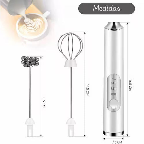 BRANCA - (Premium) Mini Batedor Mixer Elétrico Portátil Bivolt