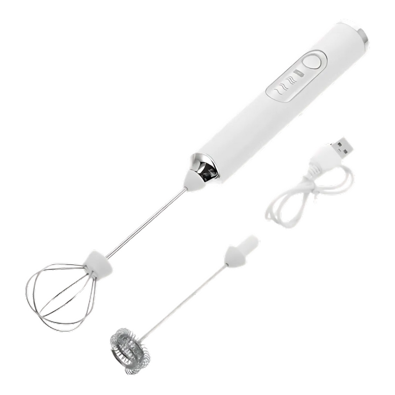 BRANCA - (Premium) Mini Batedor Mixer Elétrico Portátil Bivolt