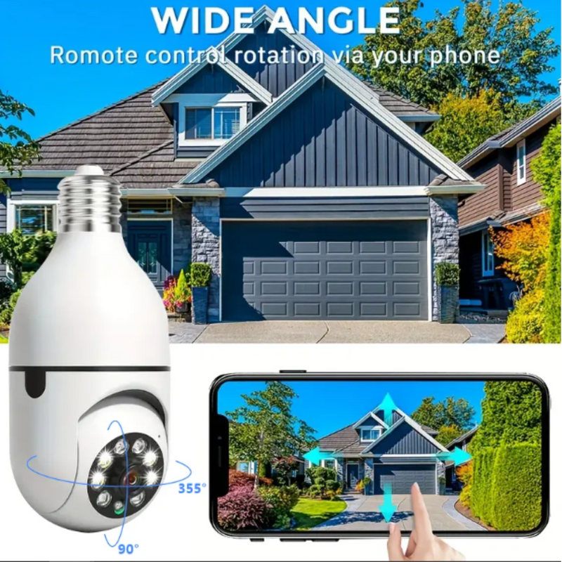 2 UNIDADES - Câmeras Lâmpadas de Segurança Vigilância IP Wi-Fi 360° Visão Noturna FullHD